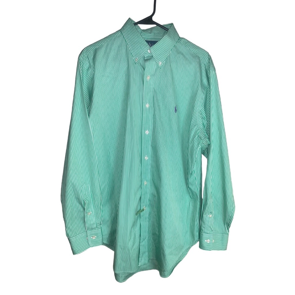 Ralph Lauren, Green and White Button Front Shirt, Size 16